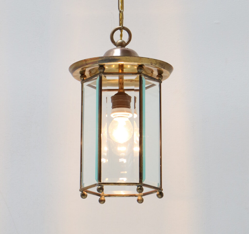 Brass Art Nouveau Lantern with Glass, 1900s | Amsterdam Modernism