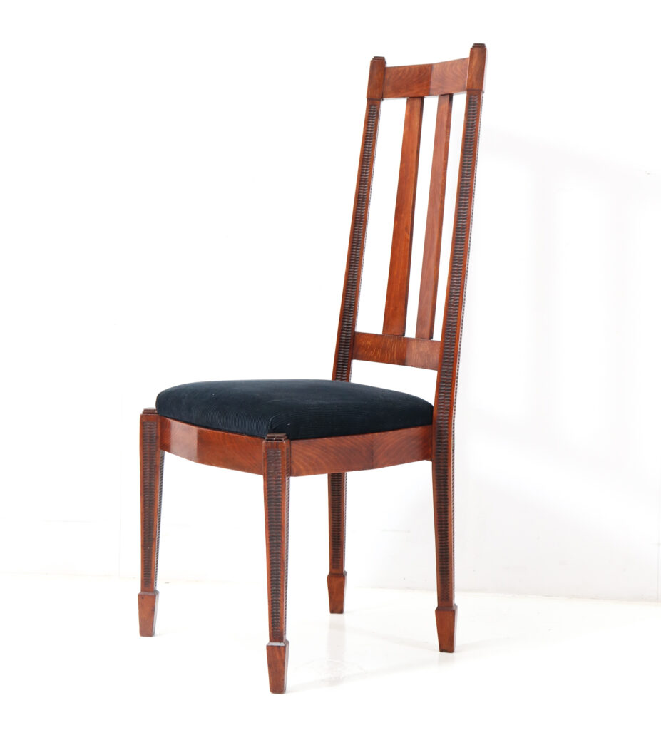 Set of Six Art Deco Amsterdamse School High Back Dining Room Chairs ...